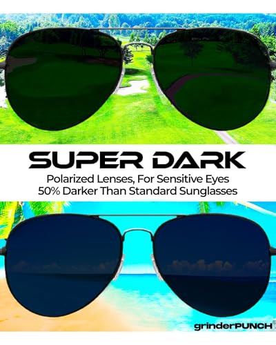 grinderPUNCH XL Extra Large All Black Aviator Sunglasses 62mm Dark Lenses4