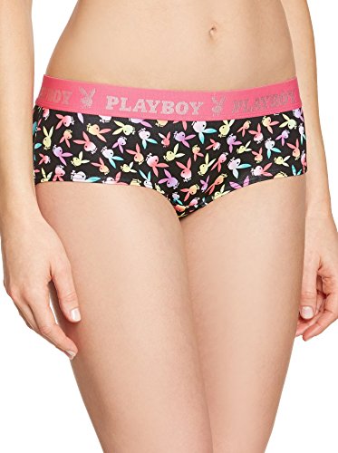 Preisvergleich Produktbild Playboy Damen Sexy Bunny Boxershorts, schwarz / rosa, M