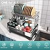 romision 2 Tier Dish Drying Rack, Large Dish Rack with 360° Swivel Spout, 304 Stainless Steel Dish Drainer Rack, Draining Board Rack for Kitchen Counter with Utensil Holder, Silver - Image 5