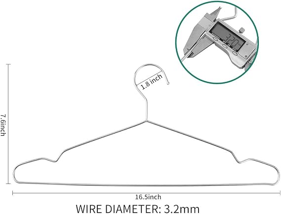 Metal Hangers Clothing Heavy Duty Wire Hangers for Closet 40 Pack Stainless Steel Hangers 16.5in by WYCQKL