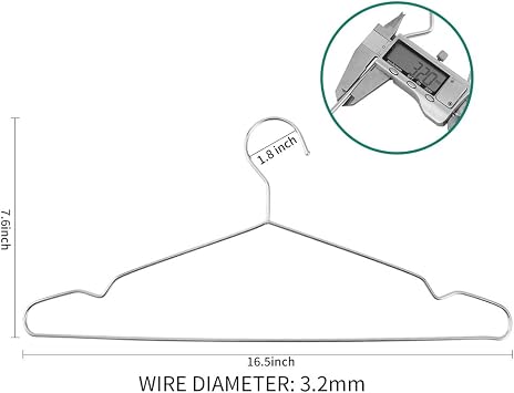 Metal Hangers Clothing Heavy Duty Wire Hangers for Closet 40 Pack Stainless Steel Hangers 16.5in by WYCQKL