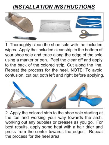 Colored Shoe Sole Kit - Slip Resistant Shoe Bottom Cover for Women's Heels (Silver)