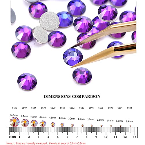 Dowarm DOWARM-FLATBACK RHINESTONES 2650 Pieces Glue Fix Glass Flat Back Crystal Rhinestones, 6 Sizes 1.5Mm - 6.5Mm, Flatback Crystals For Crafts Nail Face Art Clothes Jewelry, Round Loose Gemstones  thumb #5