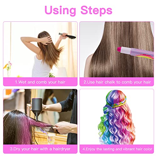Msdada Hair Chalk Pens - 12 Color Kids Temporary Washable Hair Color Dye For Kids Girls - Diy Makeup Birthday Party Halloween Christmas Gifts Toys For Girls Kids Age 6-8-10-12 Years Old #TOP7