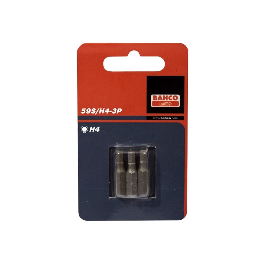 Bahco 59S/H6-3P H6 Bits for Hex Head Screws Multi-Colour, 25 mm, Set of 3 Pieces