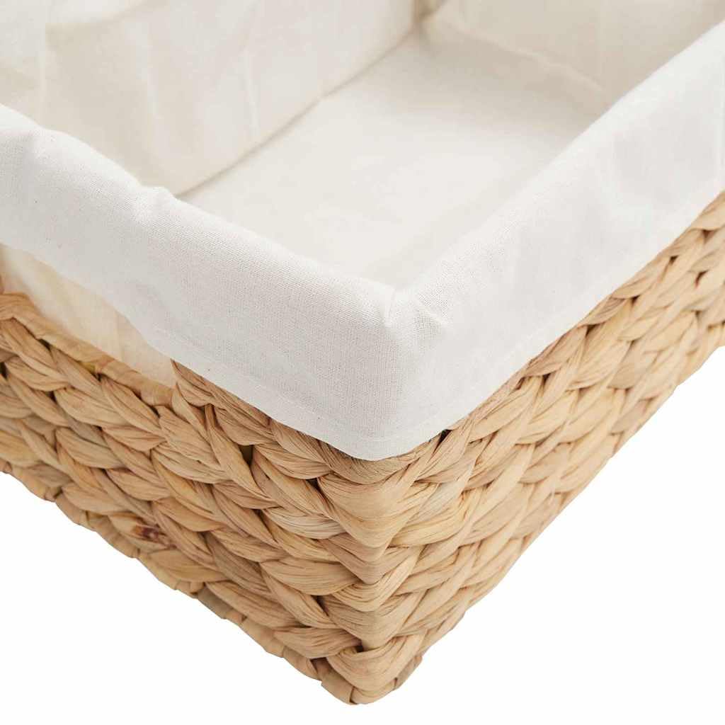 Juego de 3 cestas de almacenamiento de jacinto de agua natural, cestas rectangulares de 40 x 30 x 18 cm con asas para salón, dormitorio, oficina, estilo bohemio rústico