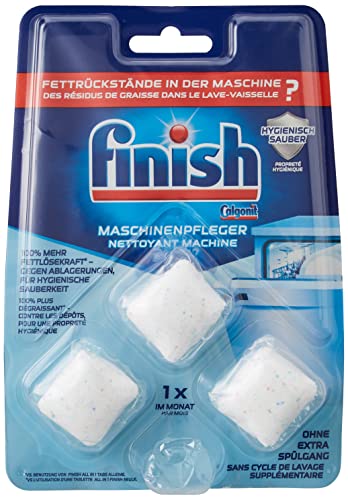 Finish Pastillas para el cuidado de la máquina – Pastillas para lavavajillas contra la suciedad y la grasa en el interior del lavavajillas – 1 x 3 pastillas para lavavajillas