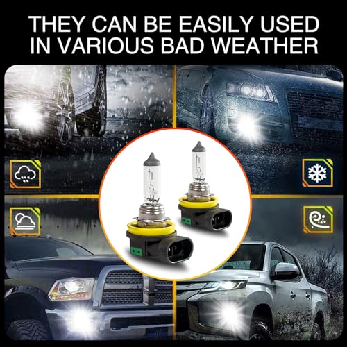 Flygun 2 PCS Car H11 Halogen Bulb, 12V 55W Precise Filament Super Bright Anti-fog Low Beam Lights, with UV Resistant Quartz Glass Bulb, Universal Plug and Play Bulb Replacement for Car (White) - Thumbnail 6