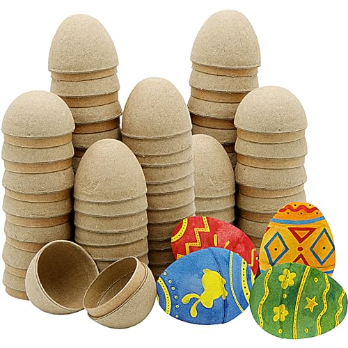 4Es Novelty DIY Paper Mache Easter Eggs to Paint 12 Pack - Paintable & Fillable Blank Easter Eggs Crafts for Kids & Adults for Easter Arts Classroom Activities & DIY Projects