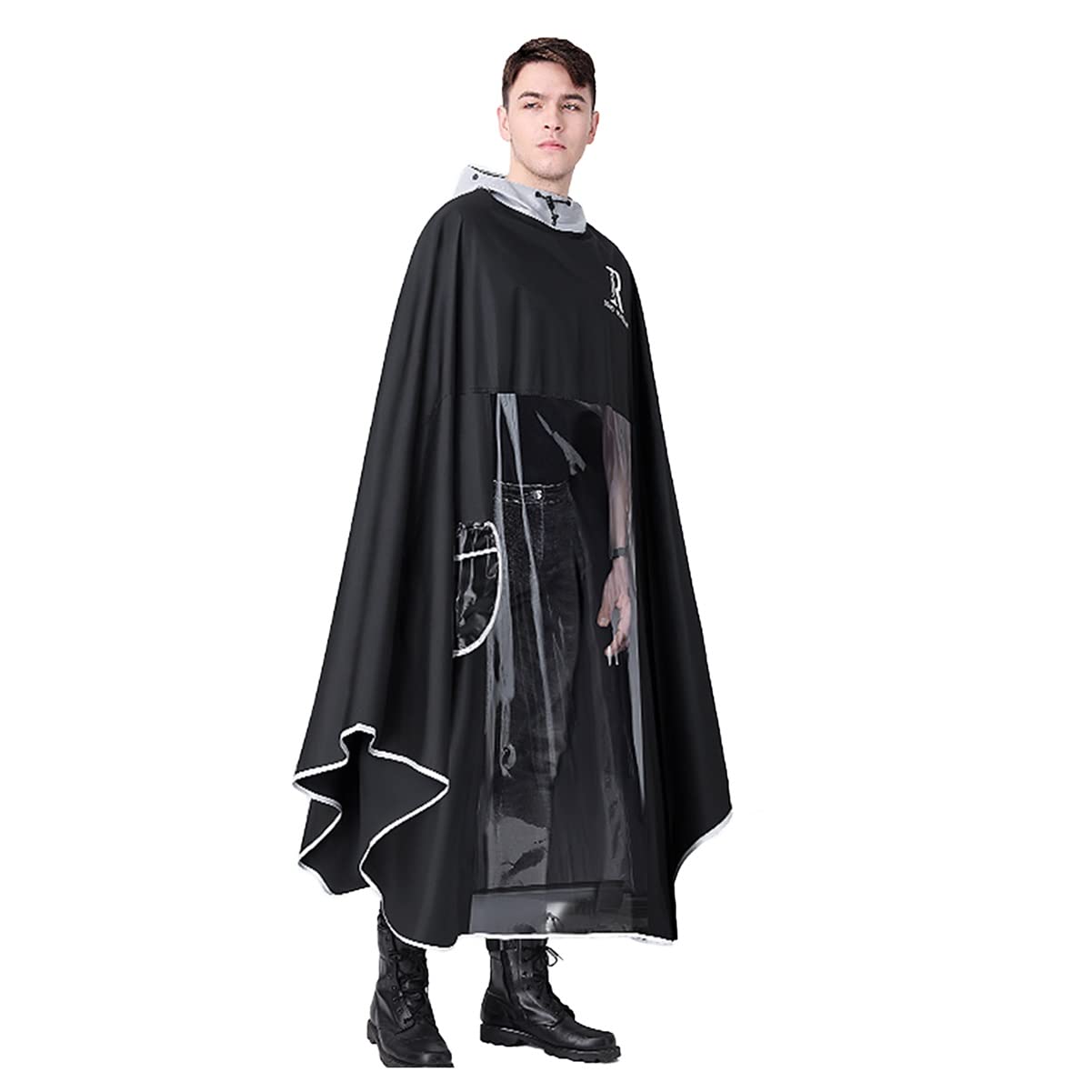 Chubasquero de ciclismo de doble uso doble e indiv Poncho de lluvia impermeable con capucha y ala desmontable, capa de lluvia unisex a prueba de viento con cubierta de espejo, for bicicleta eléctrica,