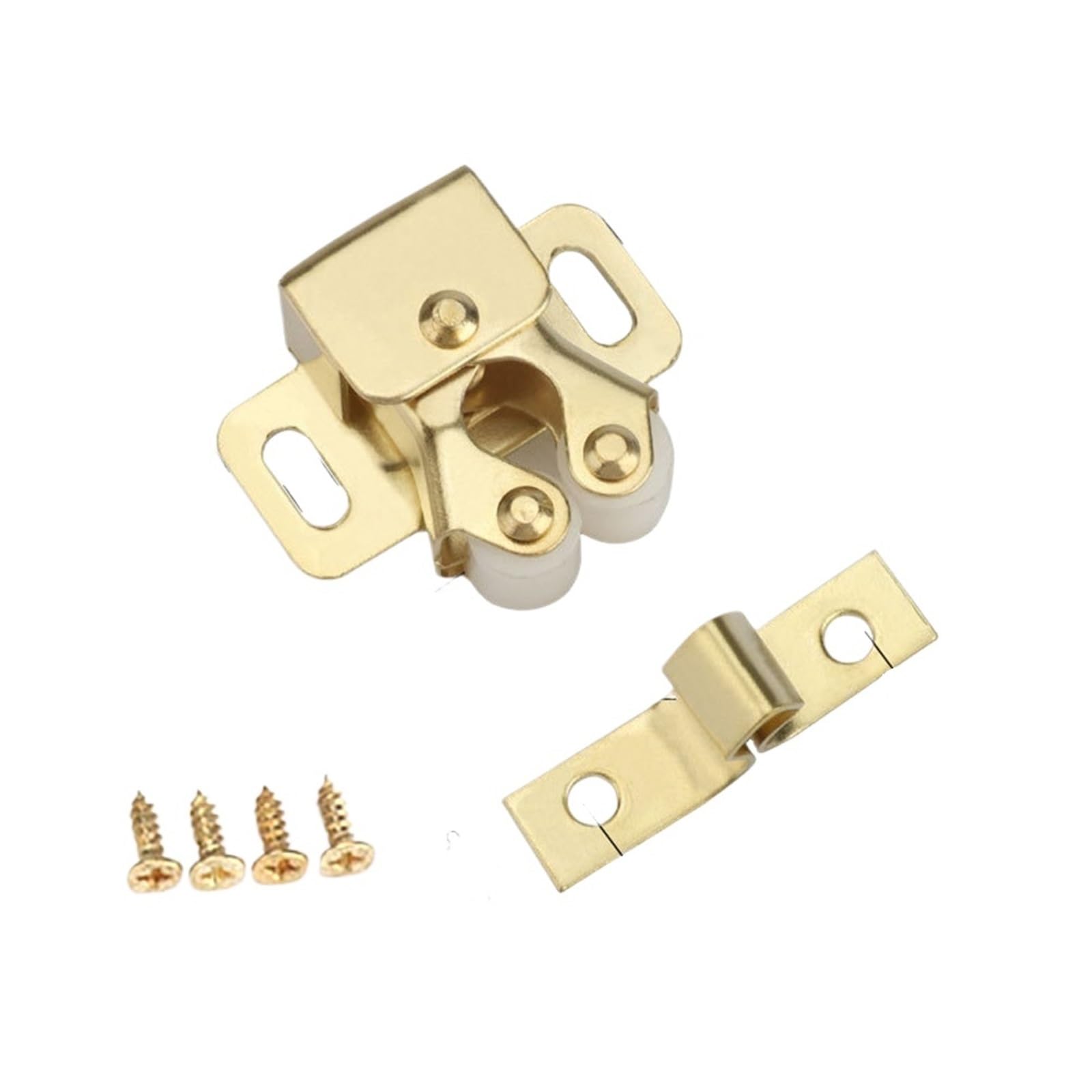 8Pc Door Lock Double Closer Catches Cupboard Cabinet Tool Prong Latch Hardware Bronze Roller Catch Handle for Furniture(Golden)