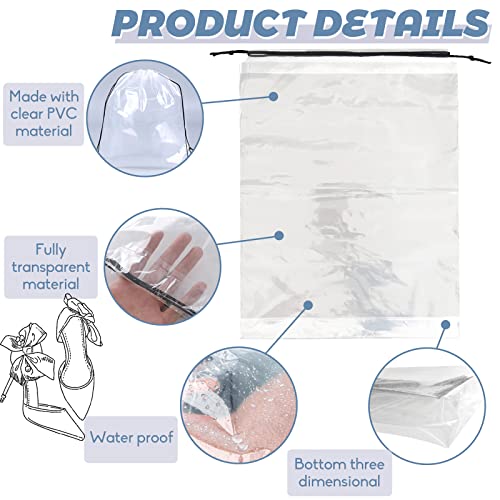 50 Pcs Shoe Bags for Travel,Large Transparent Travel Shoe Bags for Packing,Clear Plastic Drawstring Bags Shoe Dust Bags,Portable Shoes Organizers Pouch with Rope for Men and Women3