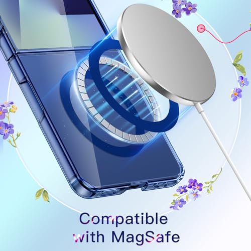 Image of JETech Magnetic Case for Samsung Galaxy Z Flip 7 2025 Compatible with MagSafe, Non-Yellowing Transparent Hard PC Protective Phone Cover, Anti-Scratch (Blue Shadow)