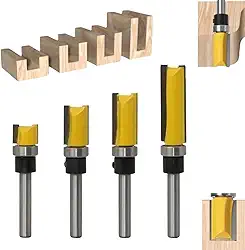 Kit Profissional de Fresas para Tupia, 4 Peças, Haste 1/4 Polegada, Comprimento 56-84mm, Largura 12mm, para Trabalho em Madeira