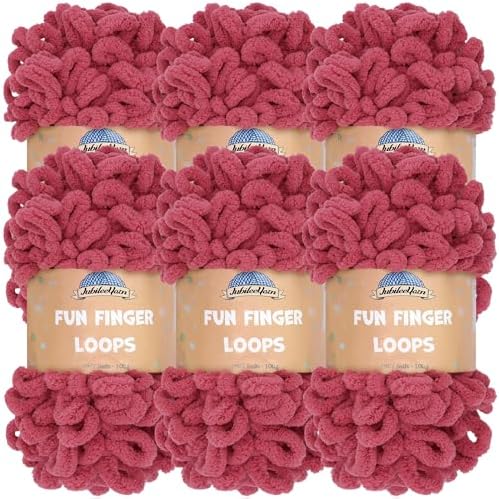 JubileeYarn Fun Finger Loops Yarn - Polyester Jumbo Weight Loop Yarn - 100g/Skein - White - 6 Skeins