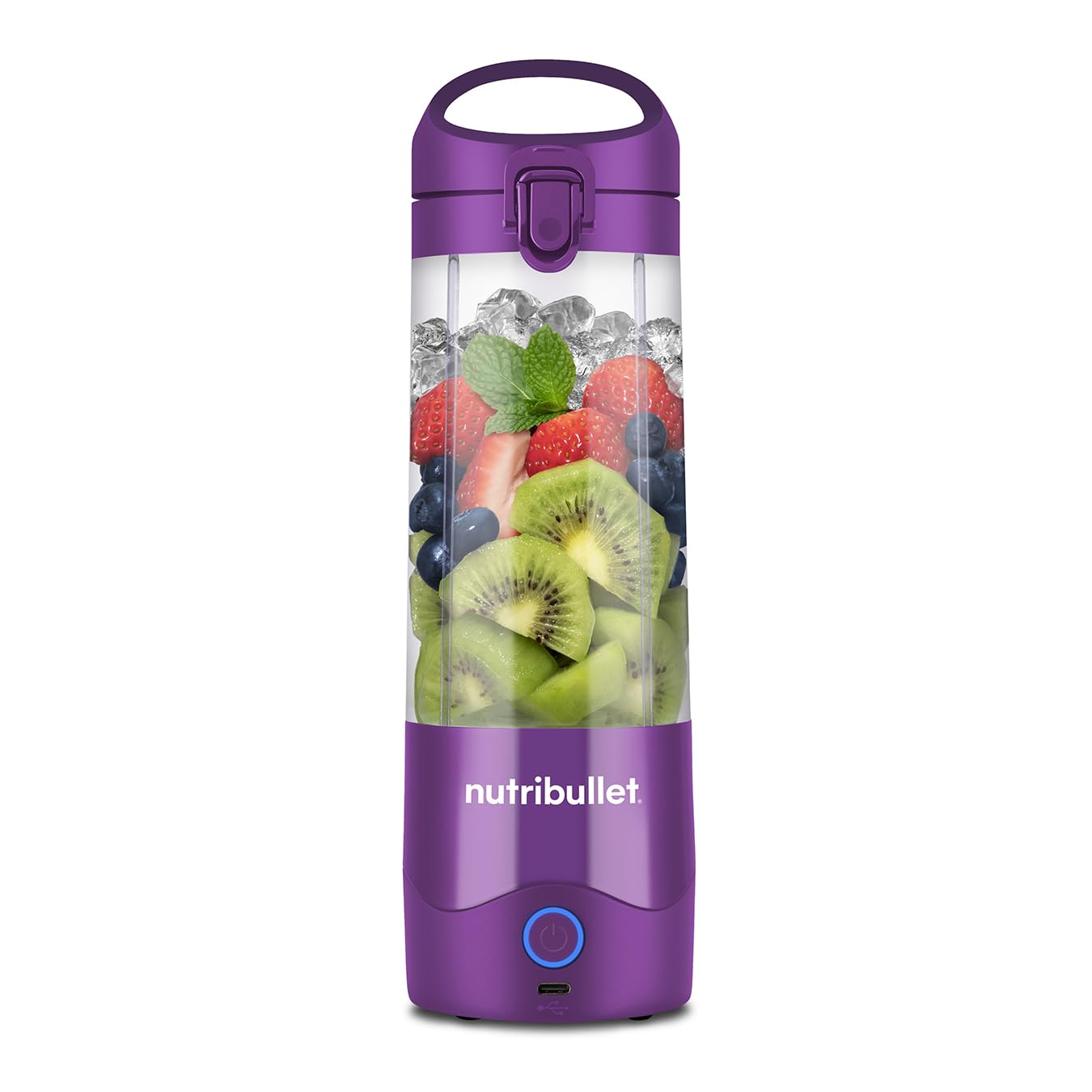 nutribullet Portable Blender in Purple - Powerful Extractor Blade, 475ml Cup, To-Go Lid, USB-C Charging Cable & User Guide - Delivers 15+ Blending Cycles per charge - Healthy Shakes On The Move