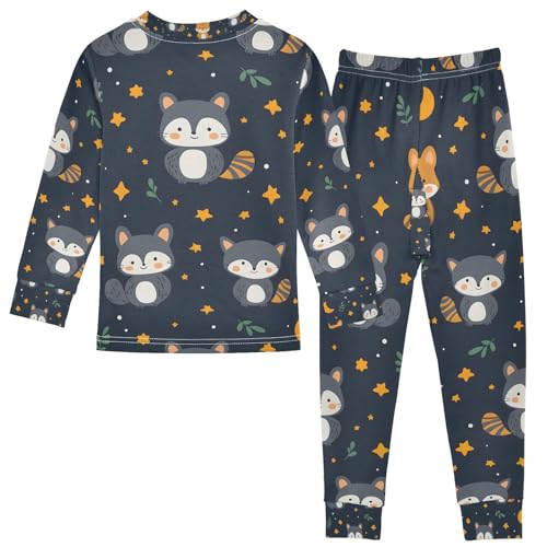 senya Nighttime Raccoon Pajamas Set Long Sleeve Soft Cotton Sleepwear 2 Piece2