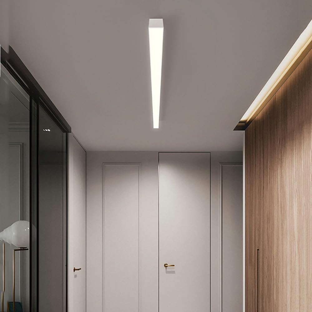 Liniowa lampa sufitowa LED 32 W, czarna listwa, montaż podtynkowy, nowoczesna minimalistyczna lampa taśmowa do kuchni, wyspy, salonu, korytarza