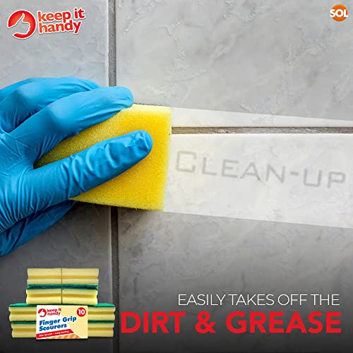 SOL 10pk Finger Grip Scourers, Heavy Duty Kitchen Sponges Washing Up Scourer, Non-Scratch Design - Image 3