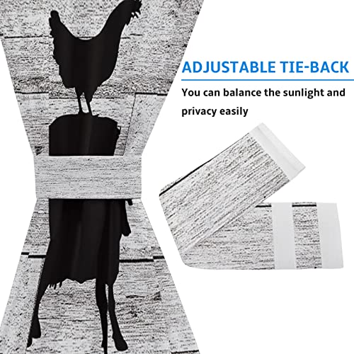 Door Curtains Panels Farm Animals Rooster Pig Cow French Door Window Drapes, Rod Pocket Curtains For Sliding Glass Doors With Matching Tieback Included 1 Panel (25 Inch By 40 Inch Wooden Board) #TOP4