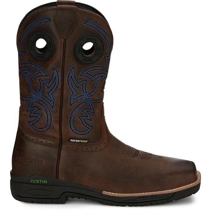 Justin Men's CR3201 Nitread 11" Waterproof Nano Comp Toe Work Boot, Spice - 7 D3