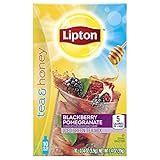 Lipton To Go Stix Iced Green Tea Mix, Tea and Honey, Blackberry Pomegranate, 10Count (Pack of 12)