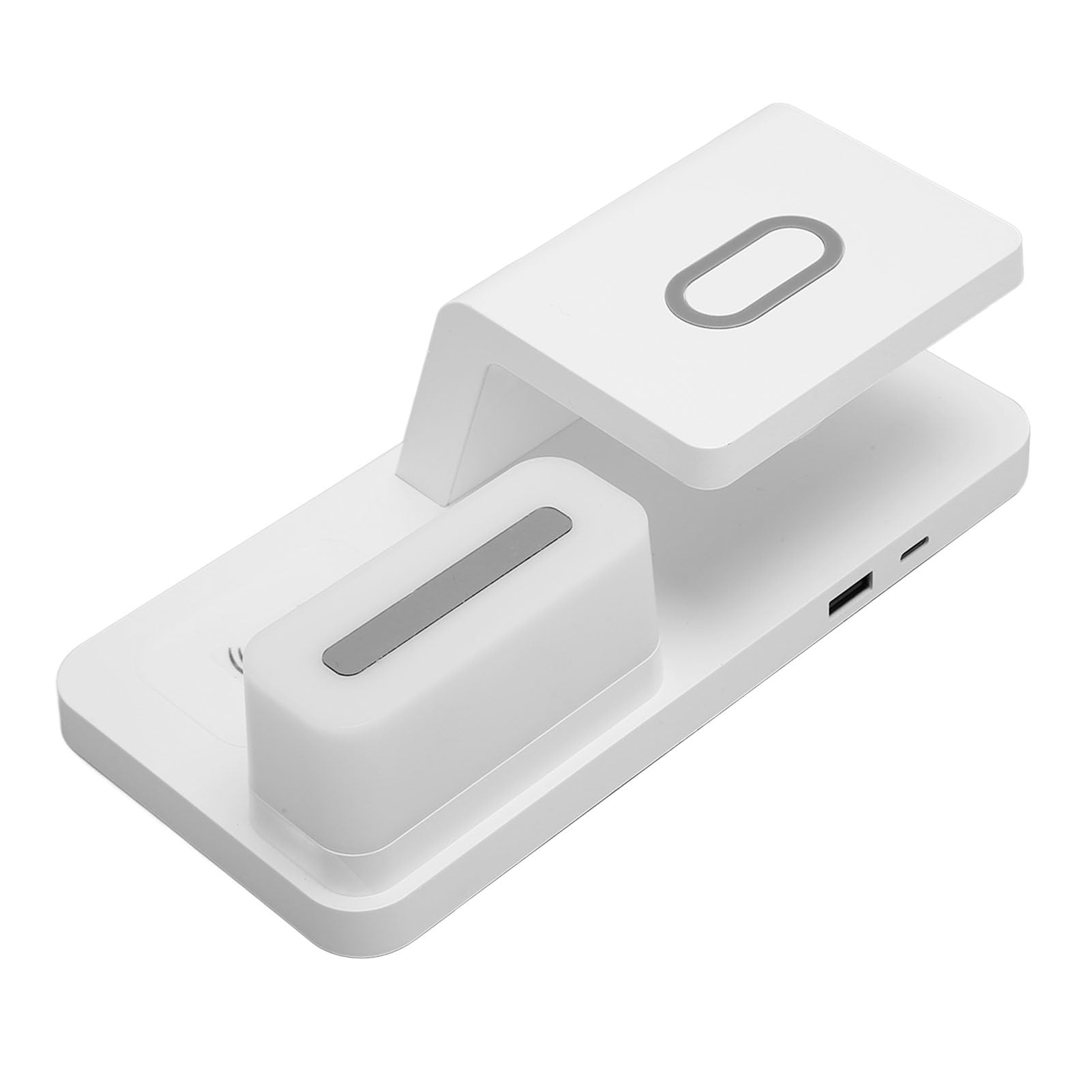 Sveglia Multifunzione Caricabatterie Wireless Ricarica Rapida da 15 W con Display a LED Calendario Luce Notturna per Telefono Smartwatch Auricolare (Bianca)
