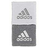 adidas Interval Reversible Wristband, Heathered Aluminum 2/White / White/Heathered Aluminum 2, One Size Fits All