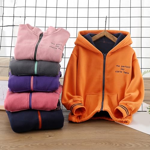 𝗣olar Fleece Jacket for Girls Hooded Thick Windproof Zip Up Loose Coat Elastic Cuff Outwear with Pocket2