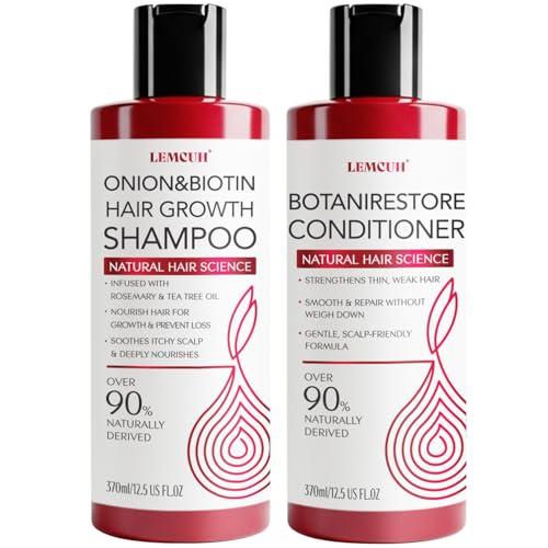 Onion Shampoo and Conditioner For Hair Growth - Onion Hydrosol Shampoo Duo With Biotin Rosemary For Thinning and Healthier Thicker hair - Paraben Free Nourishing Safe for Sensitive Scalp