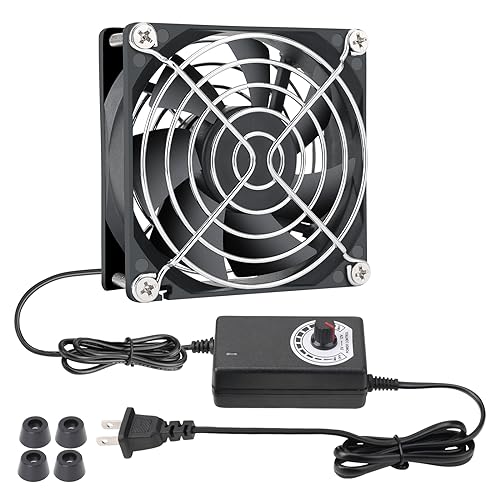 KEYFANCLUB 80mm Small Computer Fan with AC Plug, 110V 120V 220V 240V Fan with Speed Controller, Cooling for Gaming PC, Modem, Cabinet, Terrarium, Greenhouse