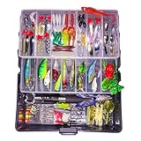 Pezlun Fishing Lures Freshwater Bait Tackle kit.crankbaits, Soft Lures, Jigs,Spoons and More Fishing Gear Set.Suitable for Bass Trout Salmon. (A245PCS)