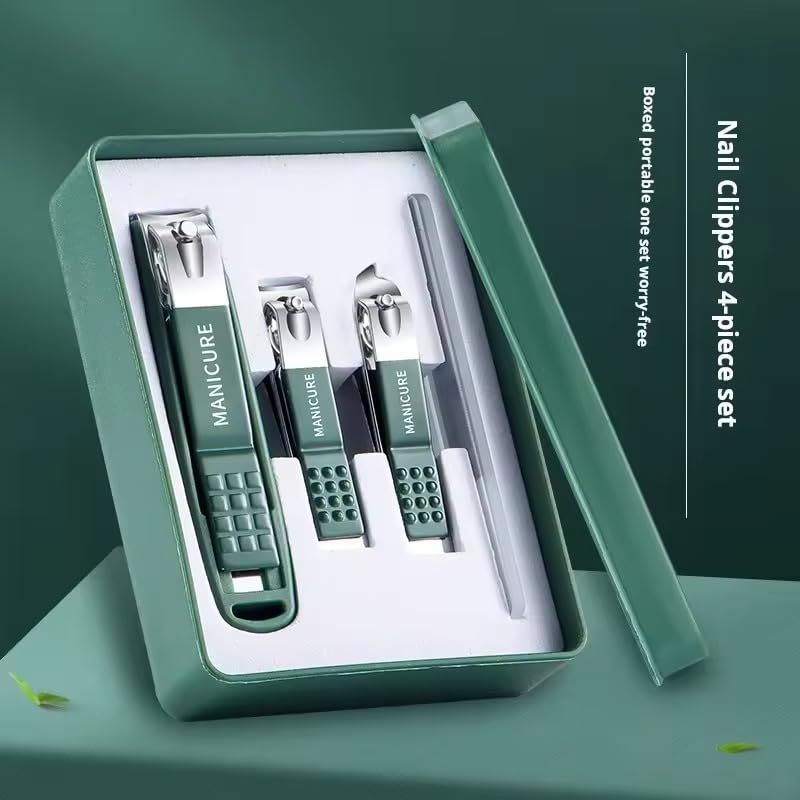 Image of WEZOSHINET Stainless Steel Professional Manicure Set Nail Cutter For Women Nail Scissors Luxury Grooming Kit Manicure Pedicure Kit For Women (6 PCS GREEN NAIL CUTTER)