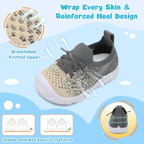 FEETCITY Toddler Sneakers Toddler Walking Shoes Boys Girls Toddler Tennis Shoes Lightweight Brethable Kids Slip On Shoes4