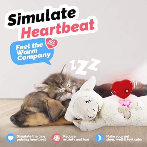 ALL for PAWS Little Buddy Heart Beat Sheep Puppy Toy With Heartbeat Dog Training Toy For Separation Anxiety Relief Behavioral Aid For Pets,With One Heartbeat + One WarmBag - Image 2