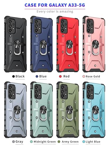 SORAKA Capa para Samsung Galaxy A33 5G com suporte para anel,PC rígido e TPU macio,proteção dupla 2 em 1,compatível com suportes magnéticos para carros