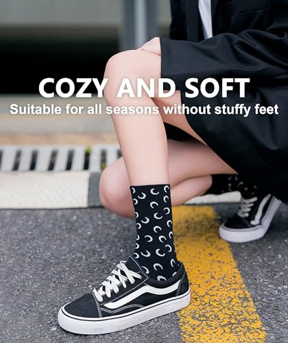 Image of IIG Womens Novelty Cotton Crew Socks Cute Animals Socks Fun Flower Socks (fit women's shoe size 5-9)