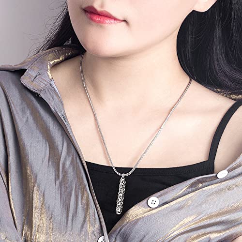 Women's 925 Silver Necklace-Bohemian Sterling Silver Patterned Cylindrical Pendant Necklace-100% Original Silver Snake Chain 45-60CM Fine Jewelry2