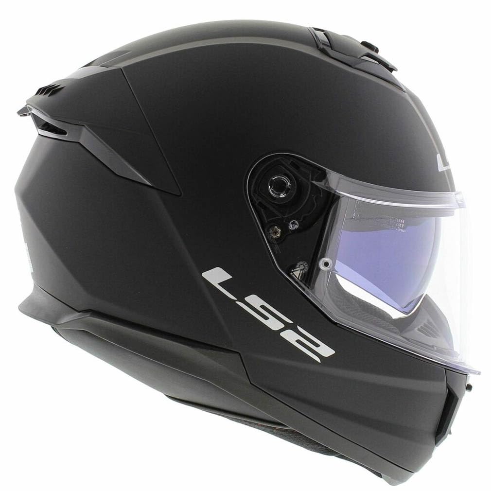 LS2 Stream 2 Negro Mate Bluetooth Intercomunicador Sena Integrado - Casco de Moto Integral con Visor Solar, para Hombre y Mujer, Homologado ECE 22.06