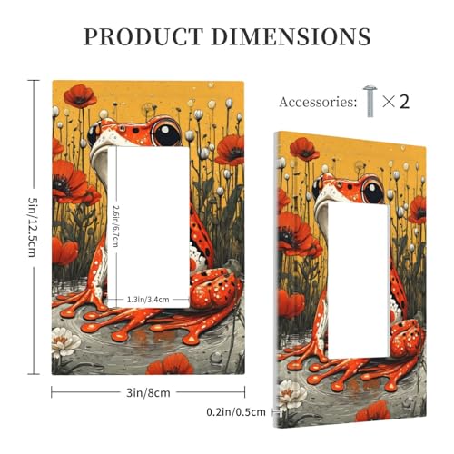 Decorative Outlet Covers Big Orange Frog Red Floral Wildflower 1 Gang Single Decora Gfci Device Light Switch Covers Plate 1 Rocker Wall Plate Jumbo Faceplate