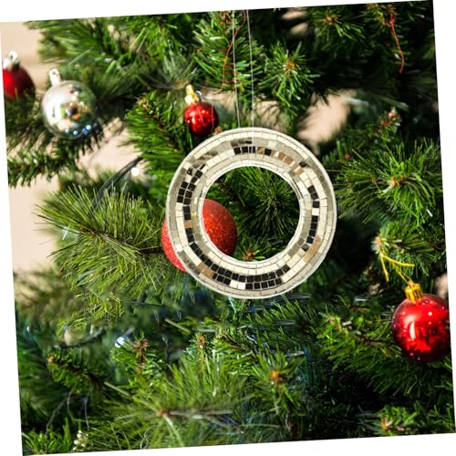 Adornos colgantes de espejo disco ibasenice para árbol de Navidad, decoración para fiestas navideñas y celebraciones festivas, diseño versátil para escenarios miniatura 4