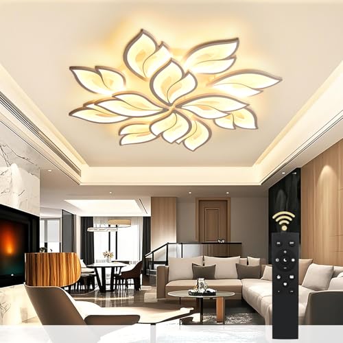 Moderne LED Deckenleuchte Dimmbar, Wohnzimmerlampe mit Fernbedienung APP...