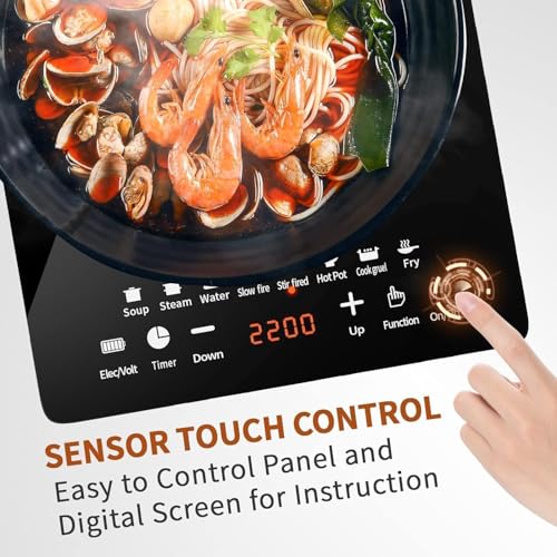 Image of Portable Induction Cooktop, Countertop Burner with Multi-Function, 2200w Electric Stove with Easy Clean Glass, 8 Modes Sensor Touch Cooker (WP6)