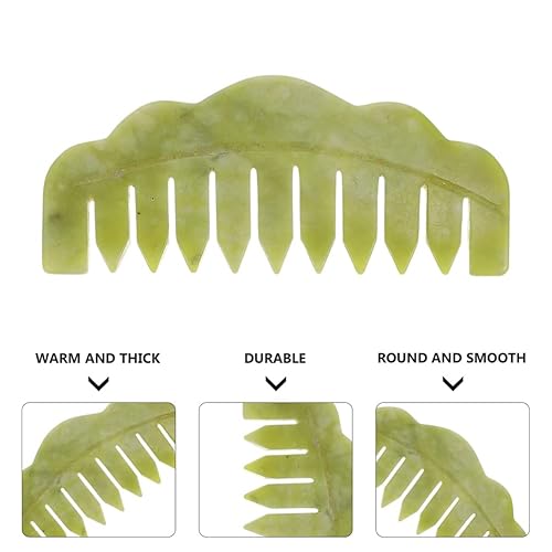 Miniatura 8 de KALLORY 2 peines de jade, peine de masaje Guasha para raspar el cuero cabelludo, peine de masaje de jade para el hogar (verde)