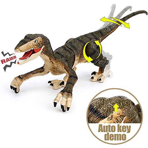 FRUSE Dinosaurio Teledirigido,2.4GHz Dinosaurio Robot con luz LED y,Rugido, Caminando Realistas,Dinosaurios Juguetes con Batería Recargable para Niños de 3 4 5 6 7 8 9+ Años para Regalos Cumpleaños