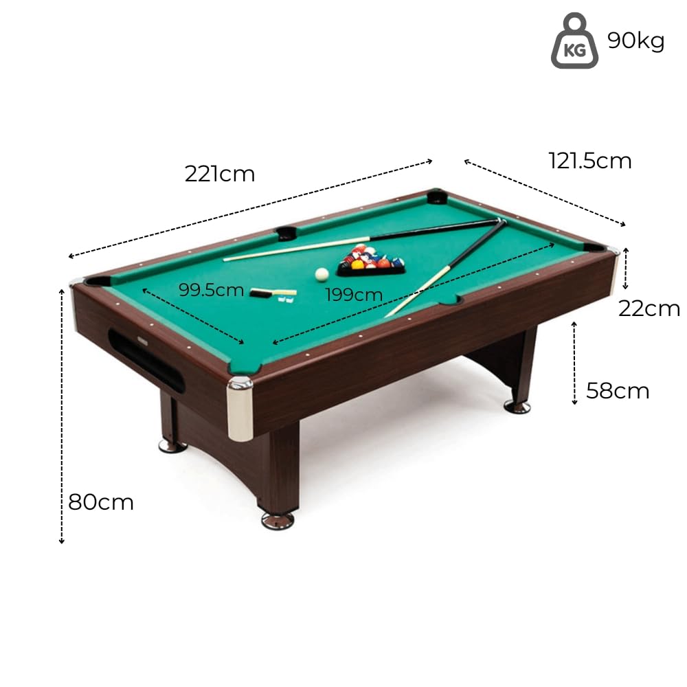 DEVESSPORT Mesa de Billar Semi Profesional Akra 221x122x81 cm | Billar Semi Profesional con Retorno de Bolas | Incluye Juego Completo de Accesorios Listo para Empezar a Jugar
