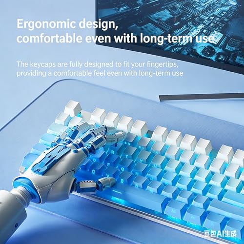 Image of HP GK400F Wired Mechanical Keyboard for Office and Gaming Use, Wired USB Mechanical Keyboard, Silver + Glacier Blue, 104 Keys, Brown Switches, Glacier Blue Backlighting, Side Printed Keyboard, 26PN