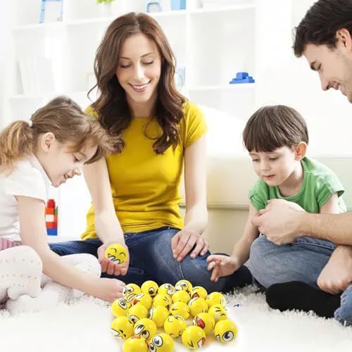 LovesTown 24 PCS Stress Balls, 2.5 Inches Funny Foam Face Squeeze Fidget Toys for Kids and Adult Stress Relief Gifts for Coworkers Classroom Prizes