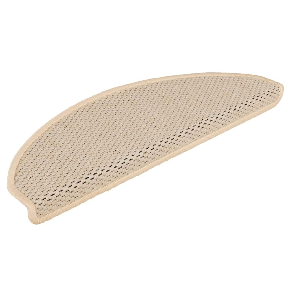 vidaXL Tapis d'Escalier Autocollants Aspect Sisal 15 pcs, Moquettes de Marches, Protections d'Escalier, Tapis de Marche, Berbère 65x21x4 cm