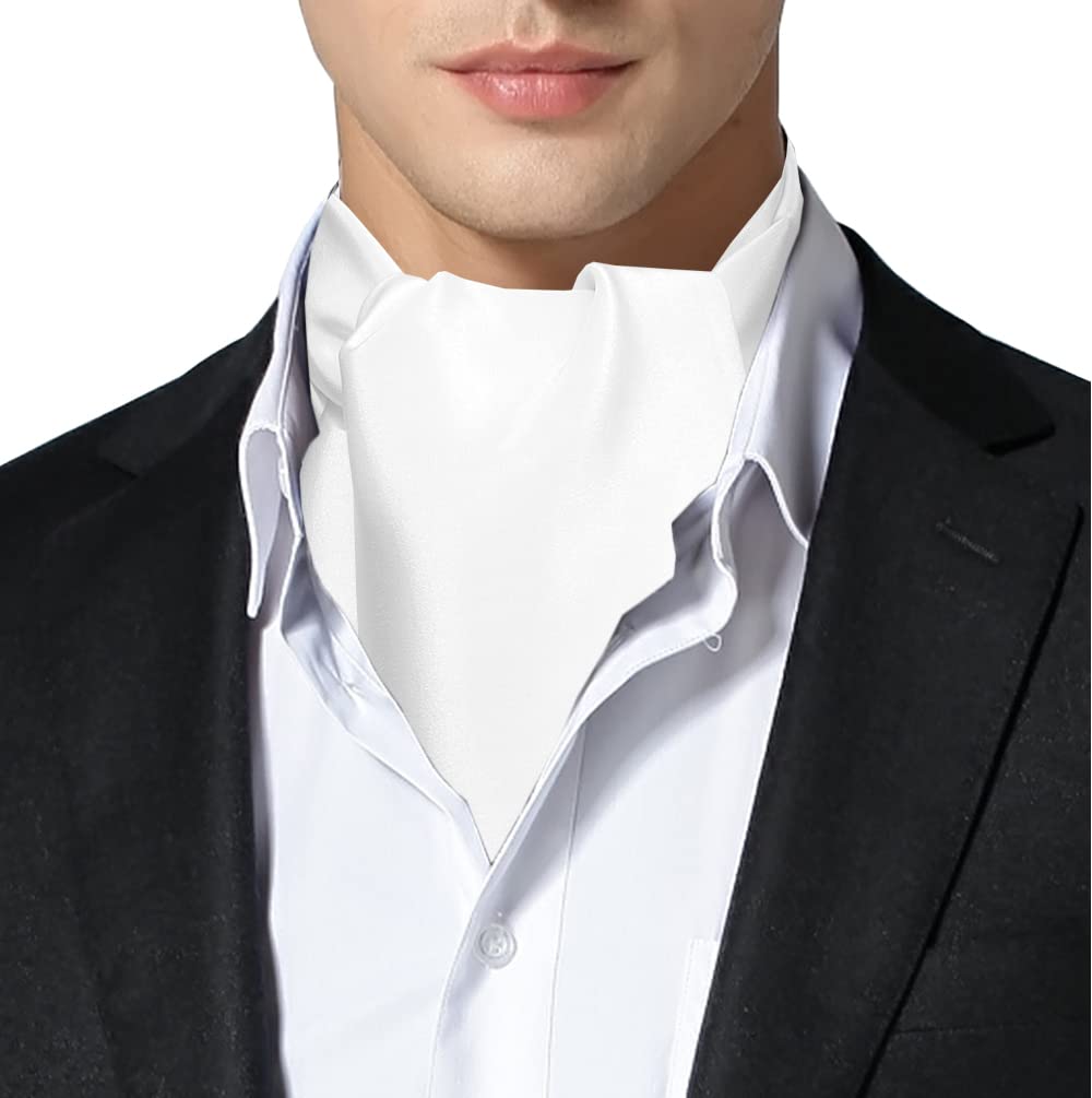 Remo Sartori Uni Cravate Ascot Foulard, 100% Soie, doubles-pointées, Fabriqué en Italie, Homme